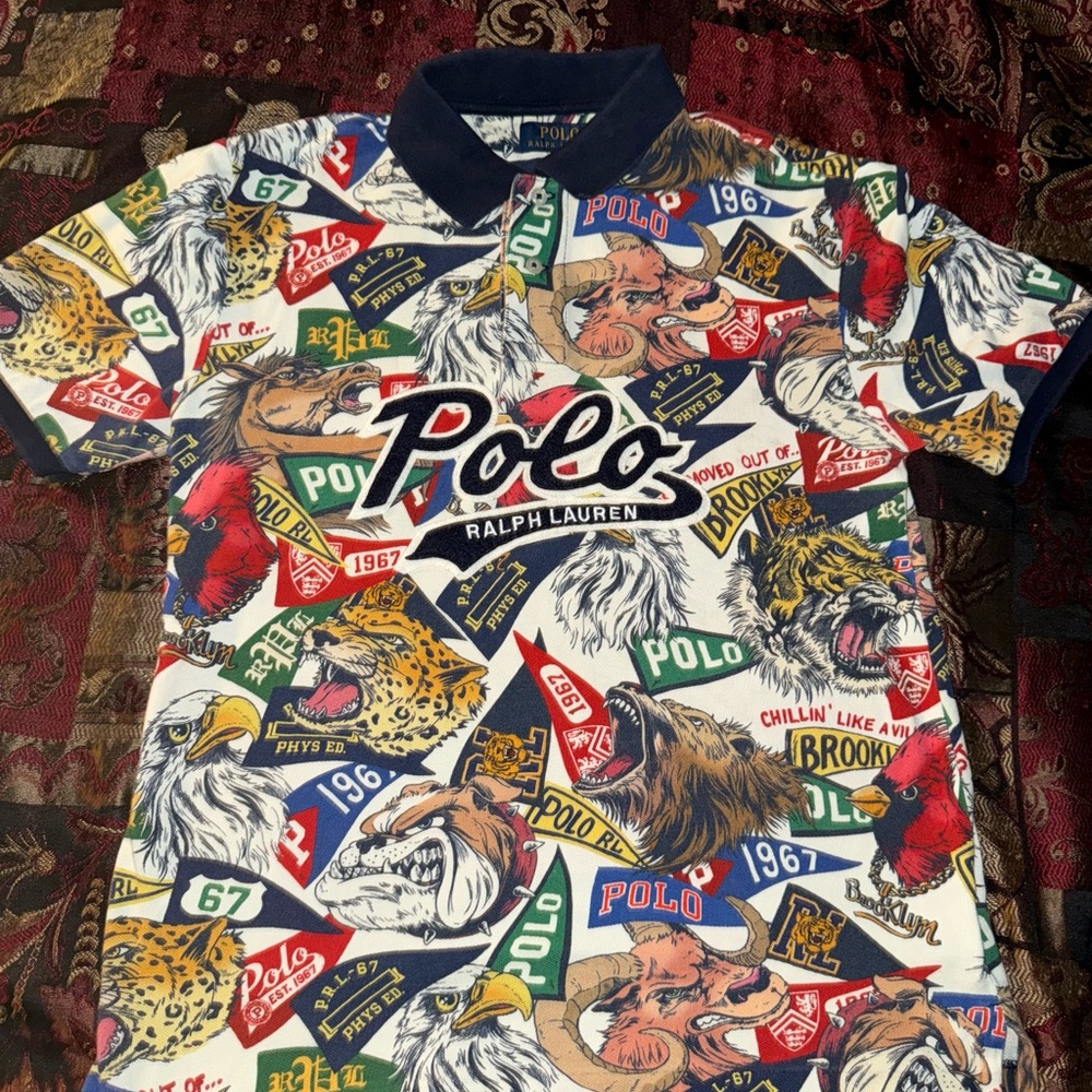 Polo Ralph Lauren Custom Slim Fit Athletic Division Mascot Multi-Color Polo